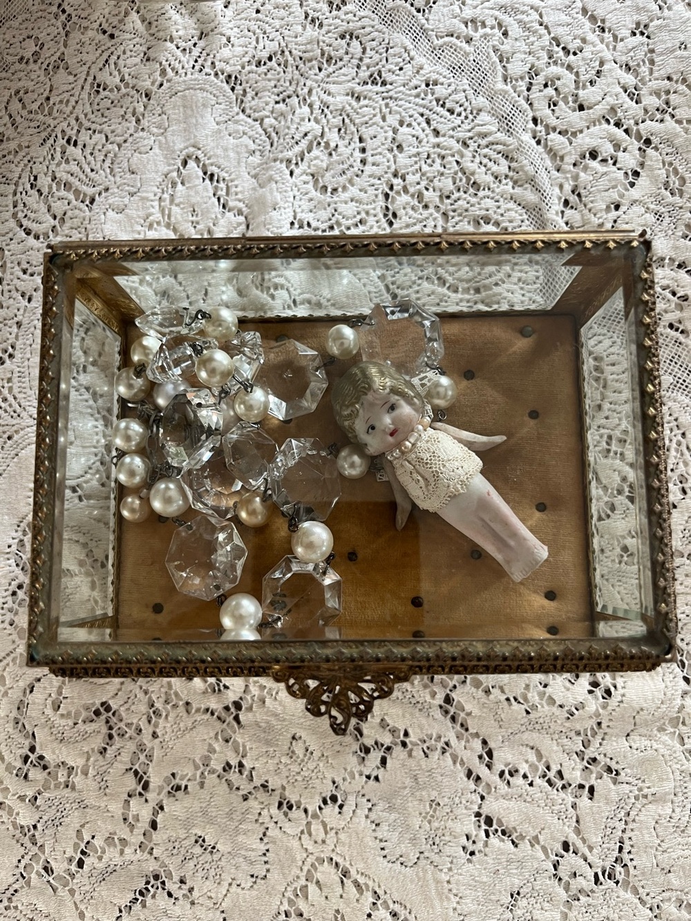 NECKLACE VINTAGE DOLL chandelier crystals Handcrafted wear or use as decor - Picture 1 of 16